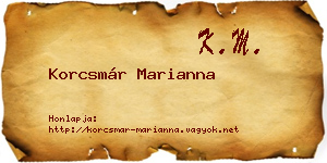 Korcsmár Marianna névjegykártya